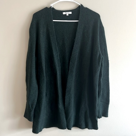 Madewell Cozy Walker Open Duster Cardigan Dark Forest Green Alpaca Merino Blend - Picture 2 of 8
